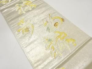 アンティーク　プラチナ箔　福禄寿模様織り出し袋帯（材料）